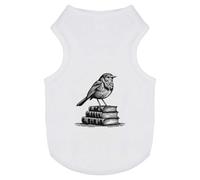 Azeeda 'Academic Robin Standing On Books' Pet Dog/Cat T-Shirt, L (PT00158575)