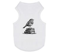 Azeeda 'Academic Robin Standing On Books' Pet Dog/Cat T-Shirt, M (PT00158574)