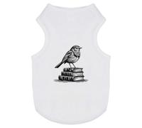 Azeeda 'Academic Robin Standing On Books' Pet Dog/Cat T-Shirt, S (PT00158573)