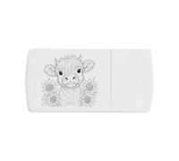Azeeda 'Adorable Highland Cow with Sunflowers' Pill Box with Tablet Splitter (PI00042182)