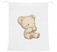 Azeeda 'Adorable Teddy Bear Drinking Hot Cocoa' Laundry/Washing/Storage Bag (LB00045107)