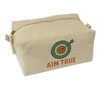 Azeeda 'Aim True Target with Arrow and Slogan' Canvas Wash Bag/Makeup Case (CS00047917)