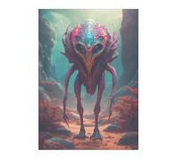 Azeeda 'Alien Wildlife Plains' Wall Art Poster Print - Strange Creatures Moving Across Landscape - Unframed Artwork for Home Decor - A3 Portrait (PP00364754)