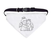 Azeeda 'Angel Child & Cat' Pet Bandana - White, L (PD00089686) | Adjustable Dog / Cat Bandana for Walks, Photos and Parties
