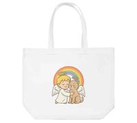Azeeda 'Angel Child & Cat' Shopping Tote Bag - White (BG00095312) | Reusable Shopper for Groceries, Books, Work, School and Travel