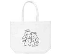 Azeeda 'Angel Child & Dog' Shopping Tote Bag - White (BG00095313) | Reusable Shopper for Groceries, Books, Work, School and Travel
