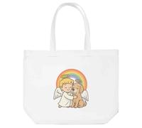 Azeeda 'Angel Child & Dog' Shopping Tote Bag - White (BG00095314) | Reusable Shopper for Groceries, Books, Work, School and Travel
