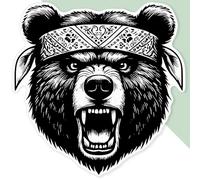 Azeeda 'Angry Bear' White Premium Vinyl Decal Sticker - Waterproof, Durable & Easy to Apply - Ideal for Car Bumpers, Windows, Bins and More (DW00108491)