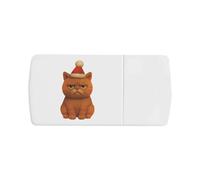 Azeeda 'Angry Christmas Cat ' Pill Box with Tablet Splitter (PI00039322)