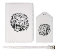 Azeeda 'Angry Lion' Passport Travel Set - White (PA00046002)