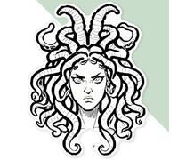 Azeeda 'Angry Medusa Gorgon' White Premium Vinyl Decal Sticker - Waterproof, Durable & Easy to Apply - Ideal for Car Bumpers, Windows, Bins and More (DW00110699)