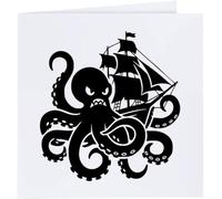 Azeeda 'Angry Octopus Attacking Ship' Blank Greeting Card (GC00094347)