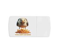Azeeda 'Angry Seagull with Chips' Pill Box with Tablet Splitter (PI00041764)