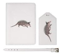 Azeeda 'Armadillo on The Move' Passport Cover & Luggage Tag Travel Set (PA00035014)