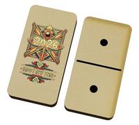 Azeeda 'Art Deco Happy New Year 2026' Domino Set & Box (DM00053270)