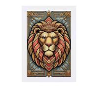 Azeeda 'Art Deco Lion Portrait' Temporary Tattoo - A6 (TO00107983) | Water Resistant Skin Safe Transfer for Parties, Costumes and Gifts