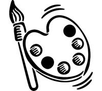 Azeeda 'Artist Pallet & Brush' Reusable Stencil - Durable Decorative Template for Painting and Spraying on Walls, Tiles, Wood, Fabric & Craft Projects - S (A6) (WS00065086)