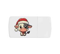 Azeeda 'Baby Cow Wearing Santa Hat' Pill Box with Tablet Splitter (PI00038768)