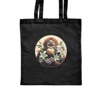 Azeeda 'Baby Orang Utan With Lillies' Classic Black Tote Shopper Bag (ZB00022952)