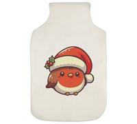 Azeeda 'Baby Robin Wearing Santa Hat' Hot Water Bottle Cover (HW00045303)