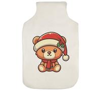 Azeeda 'Baby Teddy Wearing Santa Hat' Hot Water Bottle Cover (HW00045360)