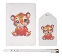 Azeeda 'Baby Tiger with Heart' Passport Travel Set - White (PA00042800)