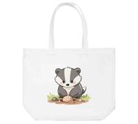 Azeeda 'Badger Fossil Hunting' Shopping Tote Bag - White (BG00094663)