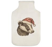 Azeeda 'Badger Wearing Santa Hat' Hot Water Bottle Cover (HW00042606)