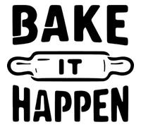 Azeeda 'Bake It Happen' Reusable Stencil - Durable Decorative Template for Painting and Spraying on Walls, Tiles, Wood, Fabric & Craft Projects - S (A6) (WS00070770)