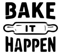 Azeeda 'Bake It Happen' Reusable Stencil - Durable Decorative Template for Painting and Spraying on Walls, Tiles, Wood, Fabric & Craft Projects - M (A5) (WS00061884)