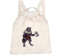 Azeeda 'Barbarian Wolf' Canvas Rucksack/Backpack (RK00047684) | Drawstring Day Bag for School, Travel, Books and Outdoor Use