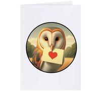 Azeeda 'Barn Owl Love Note' Greeting Card - A4 (GC00075152)