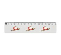 Azeeda 'Baseball Bat & Cap' 15cm (6 Inch) White Plastic Ruler (RL00112281)