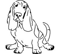 Azeeda 'Basset Hound Dog Sitting' Reusable Stencil - Durable Decorative Template for Painting and Spraying on Walls, Tiles, Wood, Fabric & Craft Projects - S (A6) (WS00070530)