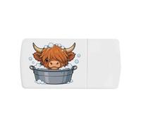 Azeeda 'Bathtime Highland Cow' Pill Box with Tablet Splitter (PI00045086)