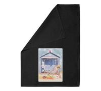 Azeeda 'Beach hut relax day ' Black Cotton Tea Towel/Dish Cloth (TW00053057)