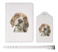 Azeeda 'Beagle Dog Portrait' Passport Travel Set - White (PA00043405)