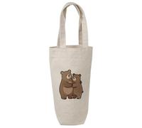 Azeeda 'Bear Hug' Cotton Wine Bottle Gift/Travel Bag (BL00050172)