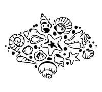 Azeeda 'Beautiful Seashells' Reusable Stencil - Durable Decorative Template for Painting and Spraying on Walls, Tiles, Wood, Fabric & Craft Projects - S (A6) (WS00070032)