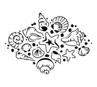 Azeeda 'Beautiful Seashells' Reusable Stencil - Durable Decorative Template for Painting and Spraying on Walls, Tiles, Wood, Fabric & Craft Projects - L (A4) (WS00060093)