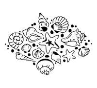 Azeeda 'Beautiful Seashells' Reusable Stencil - Durable Decorative Template for Painting and Spraying on Walls, Tiles, Wood, Fabric & Craft Projects - XXL (A2) (WS00078990)