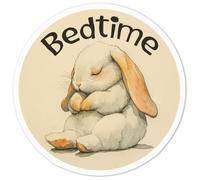 Azeeda 'Bedtime Bunny Rabbit Sleeping' White Premium Vinyl Decal Sticker - Waterproof, Durable & Easy to Apply - for Car Bumpers, Windows, Bins & More - Medium (100mm) (DW00137581)