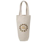 Azeeda 'Bee Happy' Cotton Wine Bottle Gift/Travel Bag (BL00042229)