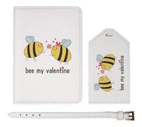 Azeeda 'Bee My Valentine' Passport Cover & Luggage Tag Travel Set (PA00040062)