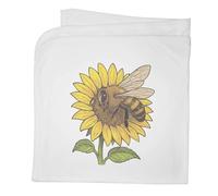 Azeeda 'Bee Pollinating A Sunflower In The Garden' Cotton Baby Blanket/Shawl (BY00045244)