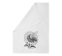 Azeeda 'Bee Pollinating A Sunflower In The Garden' White Cotton Tea Towel/Dish Cloth (TW00073643)