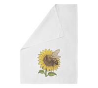Azeeda 'Bee Pollinating A Sunflower In The Garden' White Cotton Tea Towel/Dish Cloth (TW00073645)