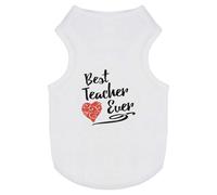 Azeeda 'Best Teacher Ever With Red Heart' Pet Dog/Cat T-Shirt, S (PT00131077)