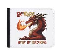 Azeeda 'Beware Here Be Dragons' Slim Wallet/Cardholder (WL00038611) | Folding Card Holder with Cash Sleeve for Travel and Gifts