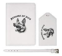 Azeeda 'Beware of Dog German Shepherd ' Passport Cover & Luggage Tag Travel Set (PA00034350)